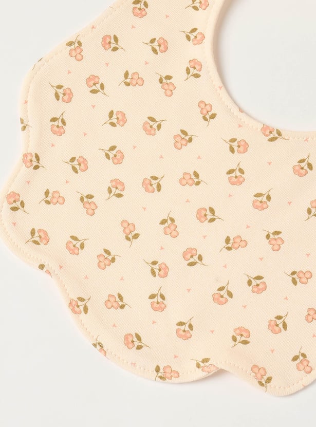 Juniors Floral Print Bib with Button Closure