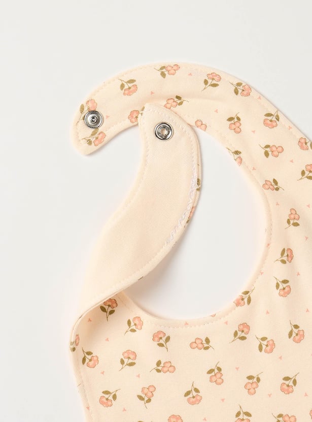 Juniors Floral Print Bib with Button Closure