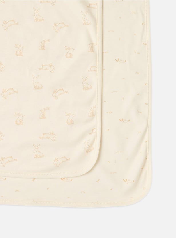 Giggles 2-Piece Bunny Print Receiving Blanket Set - 70x70 cm