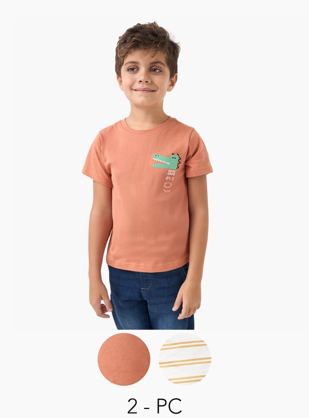 Juniors Assorted Crew Neck T-shirt with Short Sleeves - Set of 2
