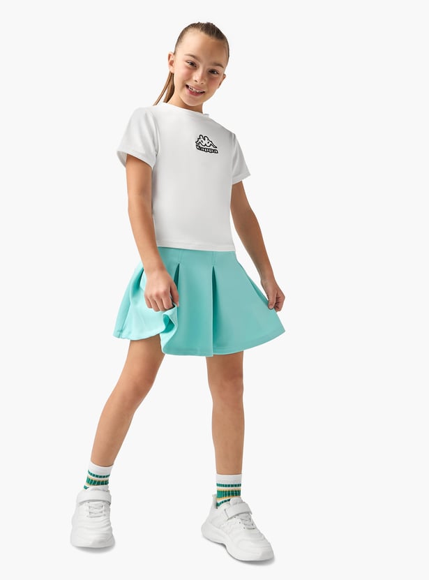 Kappa Logo Print Round Neck T-shirt with Short Sleeves and Knot Detail