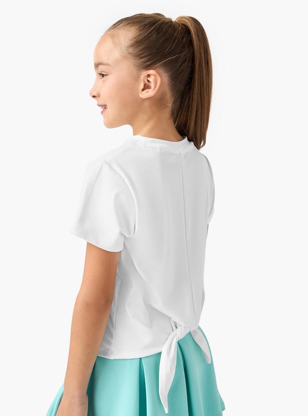 Kappa Logo Print Round Neck T-shirt with Short Sleeves and Knot Detail