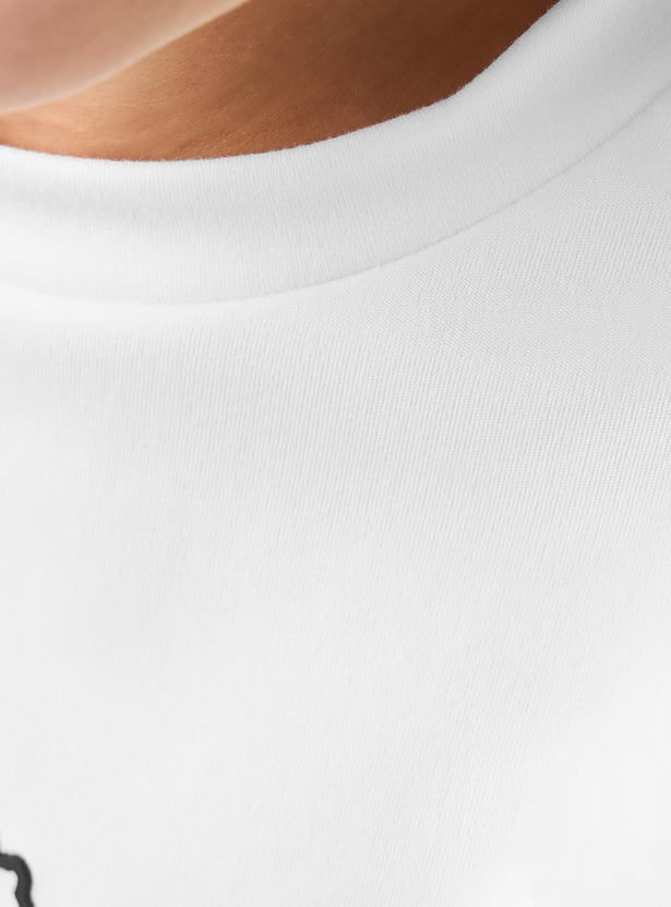 Kappa Logo Print Round Neck T-shirt with Short Sleeves and Knot Detail