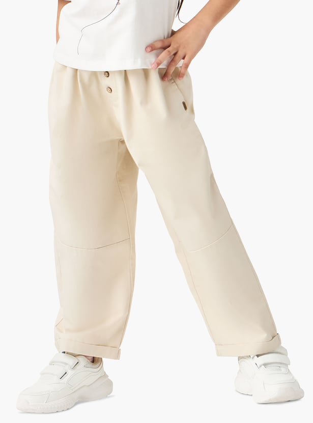 Juniors Solid Pants with Drawstring Closure and Pockets