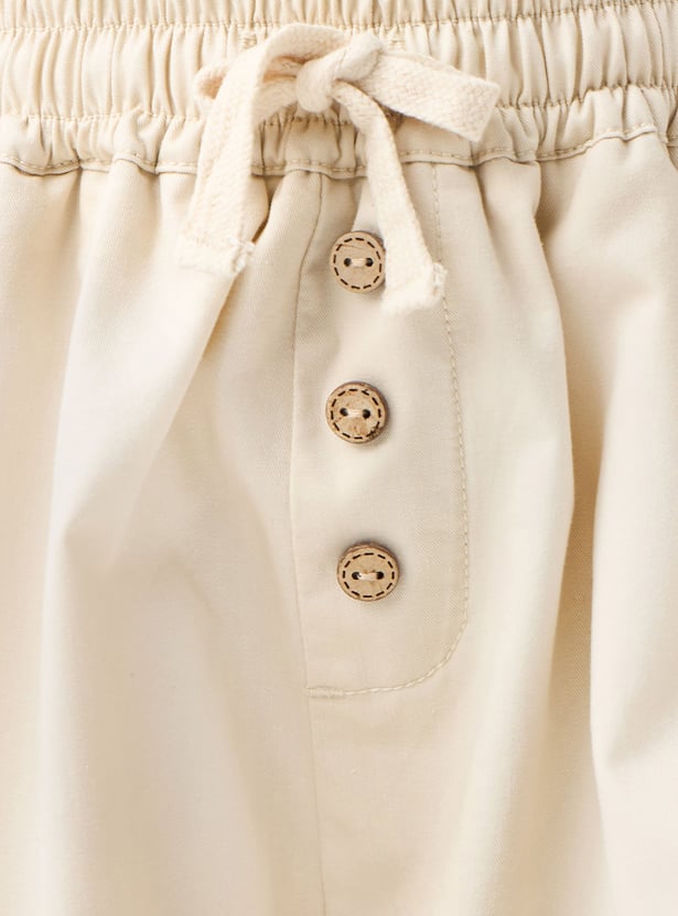 Juniors Solid Pants with Drawstring Closure and Pockets