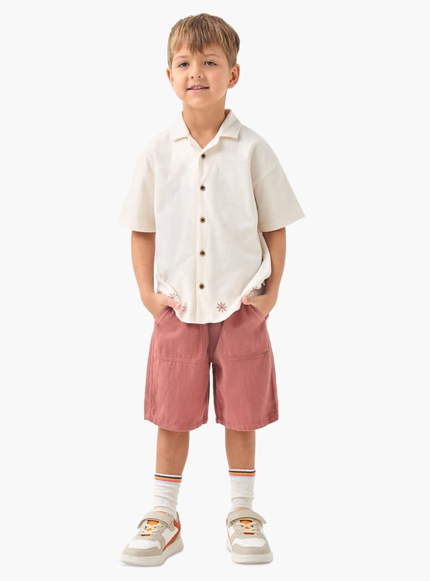 Juniors Solid Shorts with Drawstring Closure and Pockets