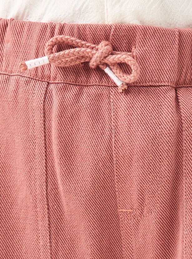 Juniors Solid Shorts with Drawstring Closure and Pockets