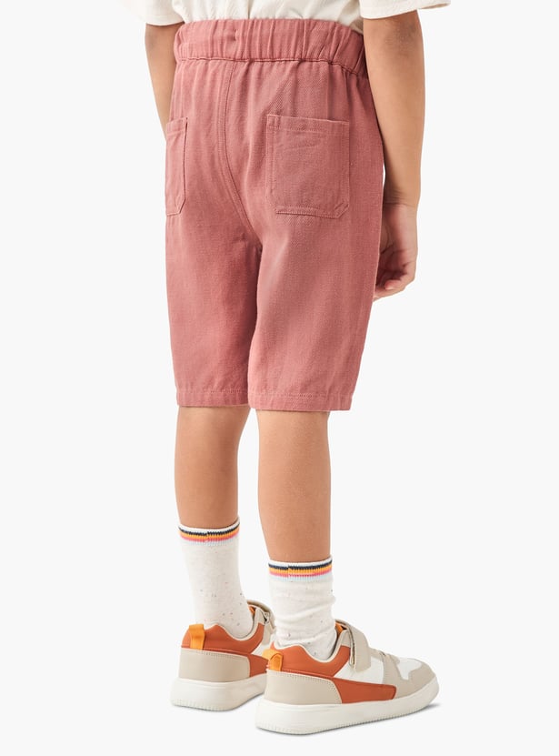 Juniors Solid Shorts with Drawstring Closure and Pockets
