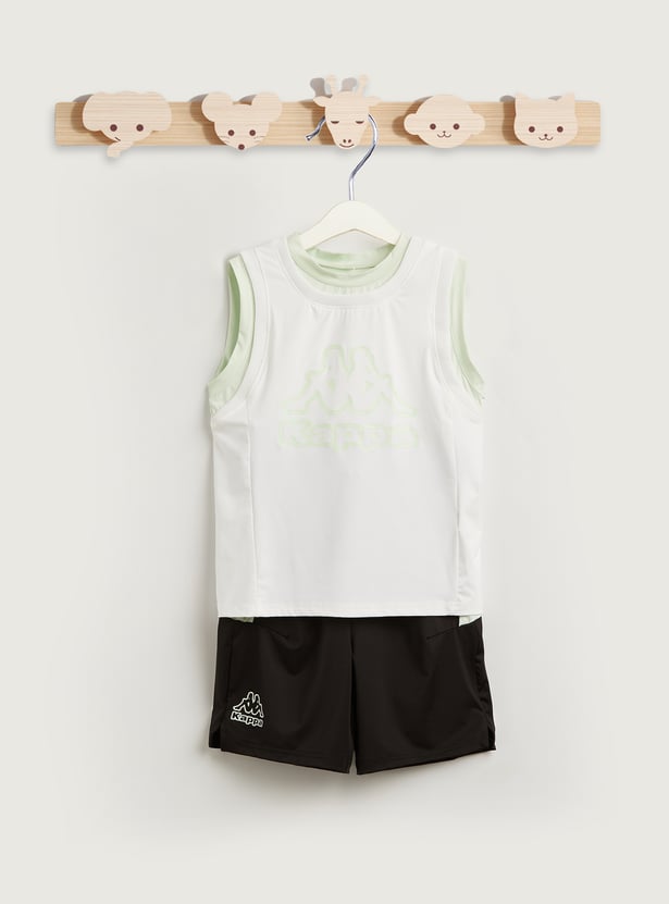 Kappa Printed Sleeveless T-shirt and Shorts Set