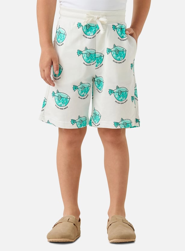 Juniors Animal Print Shorts with Drawstring Closure and Pockets