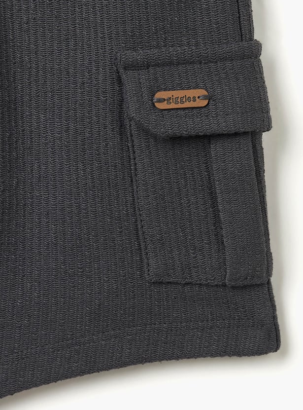Giggles Textured Shorts with Drawstring Closure and Pockets