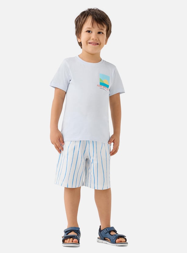 Juniors 3-Piece Printed T-shirt and Shorts Set