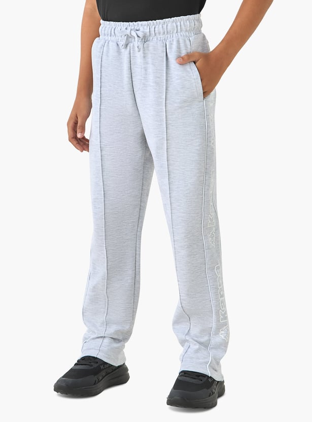 Kappa Solid Track Pants with Drawstring Closure and Pockets