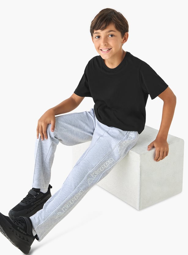 Kappa Solid Track Pants with Drawstring Closure and Pockets