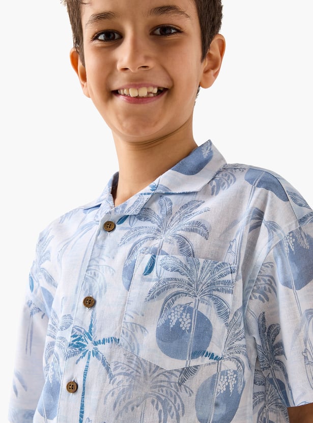 Juniors Eligo All-Over Tropical Print Shirt and Shorts Set
