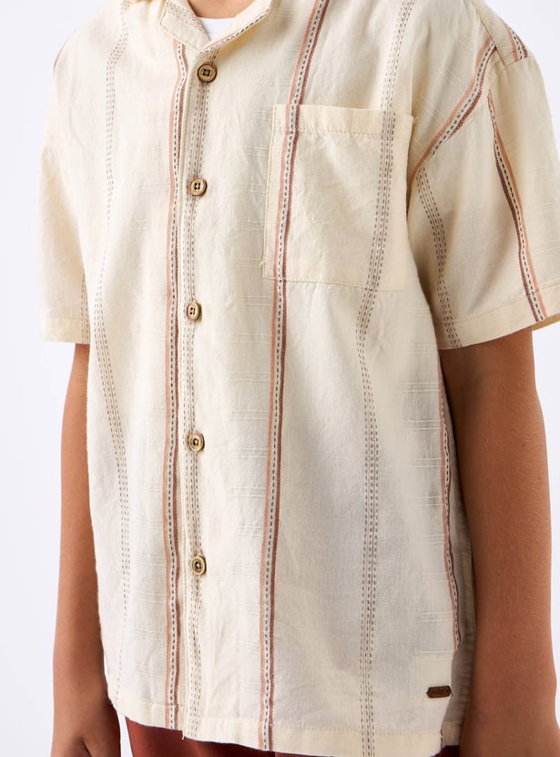 Juniors Eligo Striped Shirt and Solid Shorts Set