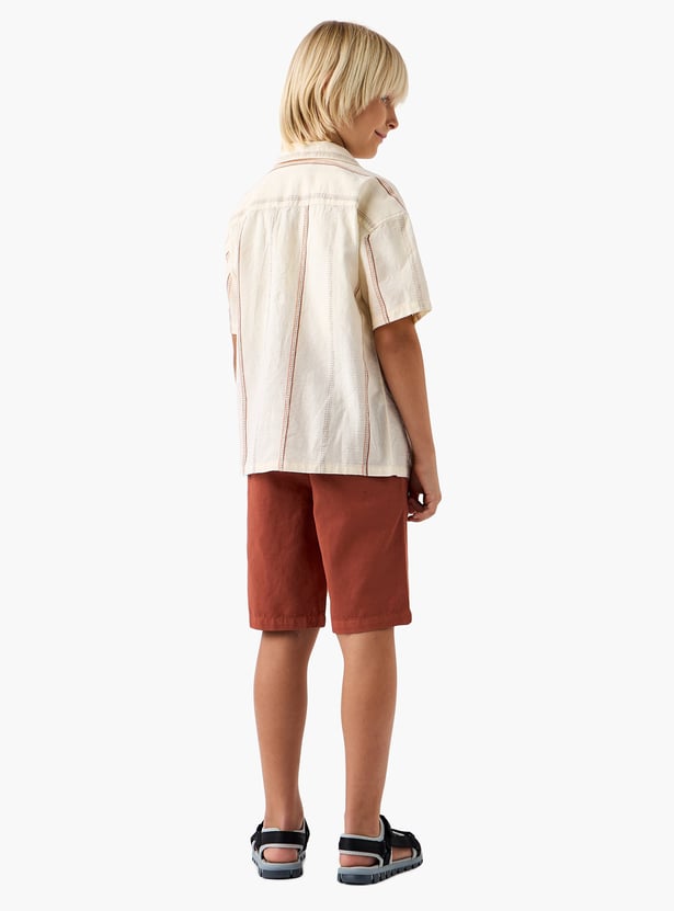Juniors Eligo Striped Shirt and Solid Shorts Set