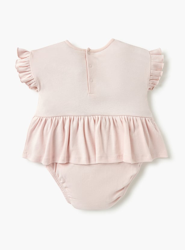 Juniors Butterfly Applique Romper with Ruffle Sleeves