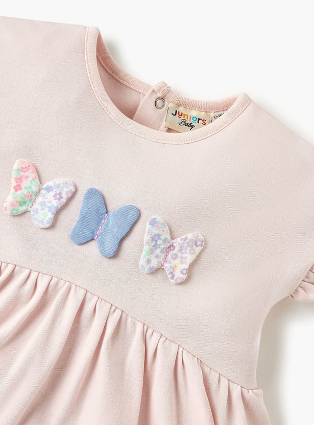 Juniors Butterfly Applique Romper with Ruffle Sleeves