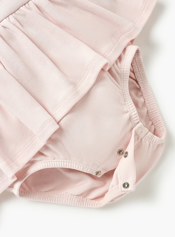 Juniors Butterfly Applique Romper with Ruffle Sleeves