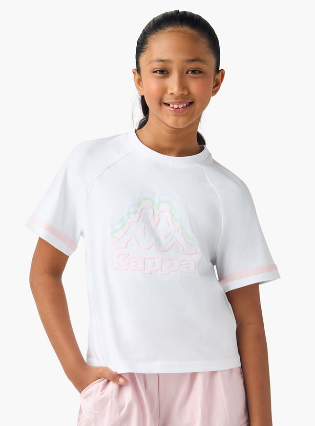 Kappa Logo Print Round Neck T-shirt with Short Sleeves