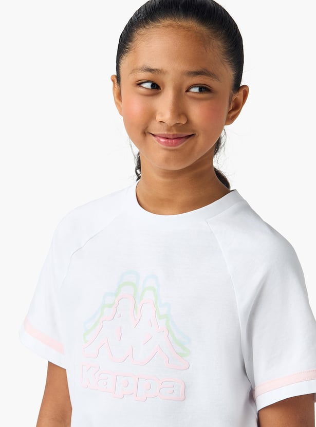 Kappa Logo Print Round Neck T-shirt with Short Sleeves