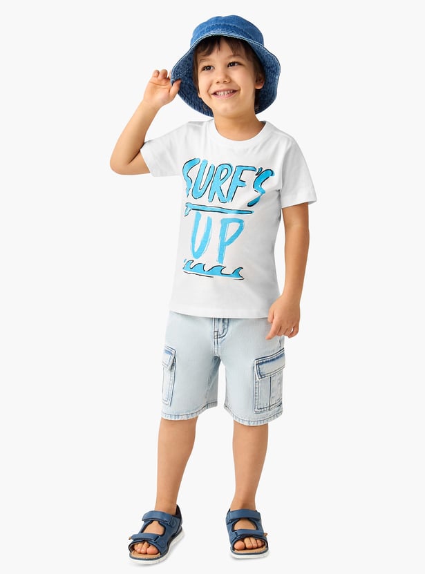 Juniors Solid Denim Shorts with Pockets