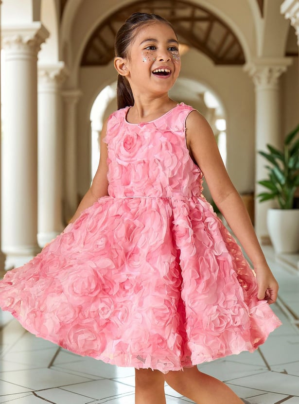 Juniors All-Over Floral Accent Sleeveless Dress