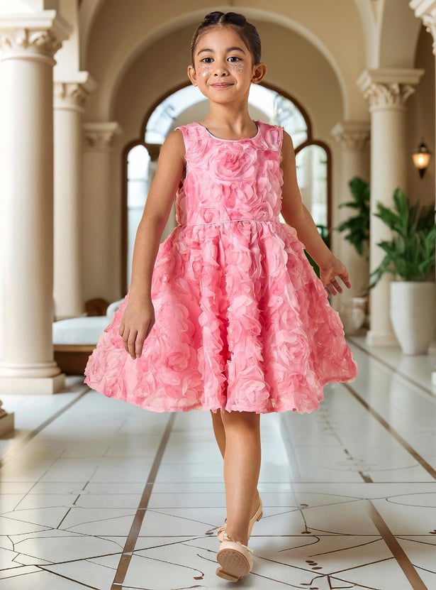 Juniors All-Over Floral Accent Sleeveless Dress