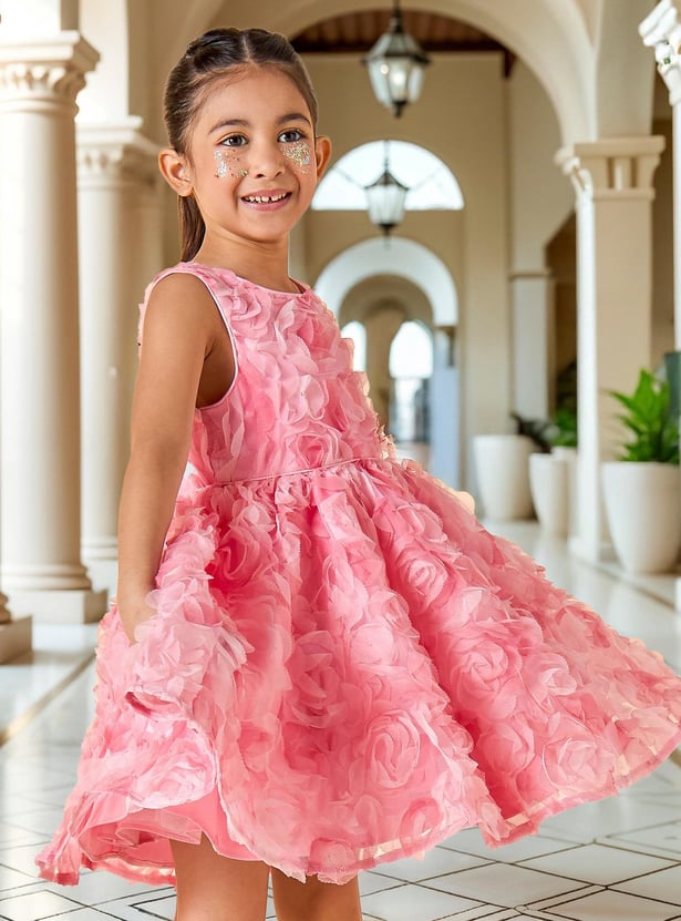 Juniors All-Over Floral Accent Sleeveless Dress