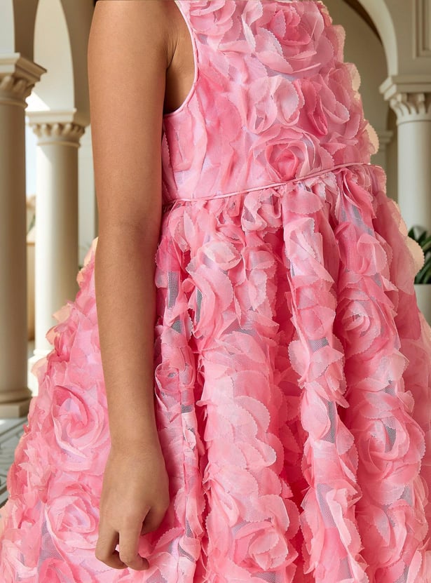 Juniors All-Over Floral Accent Sleeveless Dress