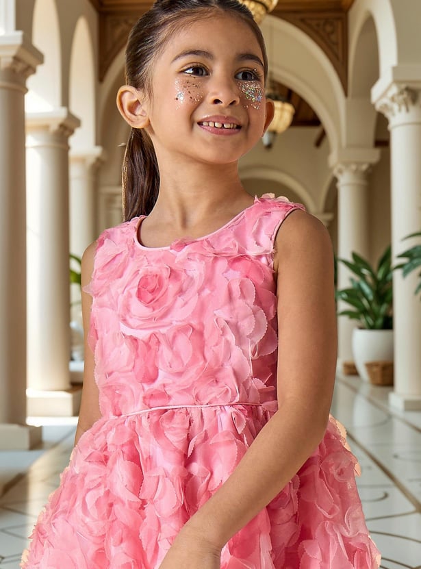 Juniors All-Over Floral Accent Sleeveless Dress