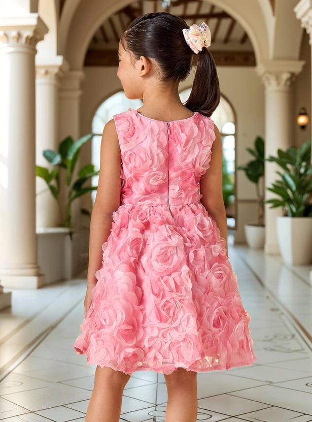 Juniors All-Over Floral Accent Sleeveless Dress