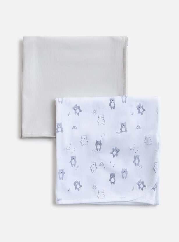 Juniors 2-Piece Assorted Receiving Blanket Set - 70x70 cm