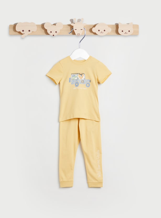 Juniors Dino Safari Print T-shirt and Pyjama Set