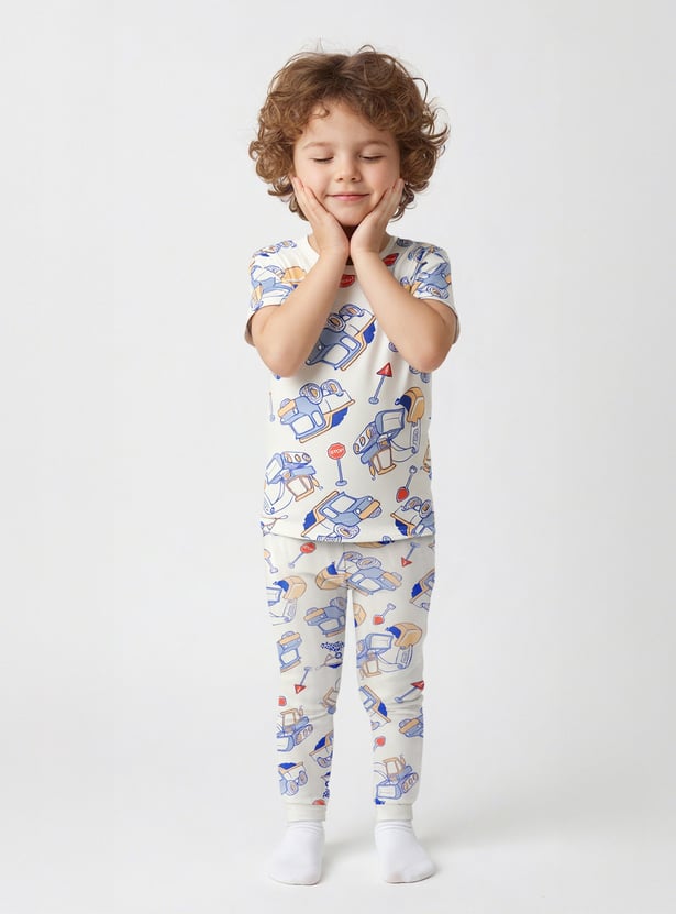 Juniors Vehicle Print T-shirt and Pyjama Set