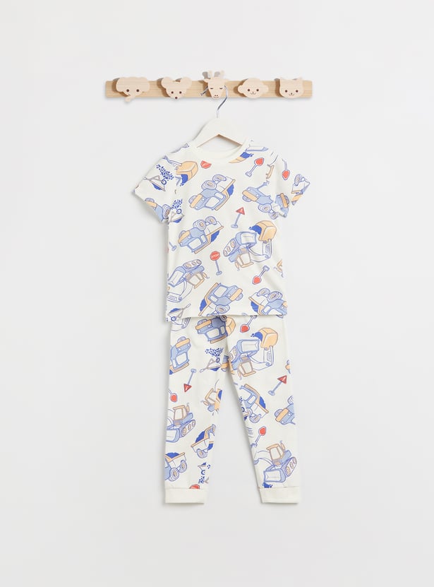Juniors Vehicle Print T-shirt and Pyjama Set