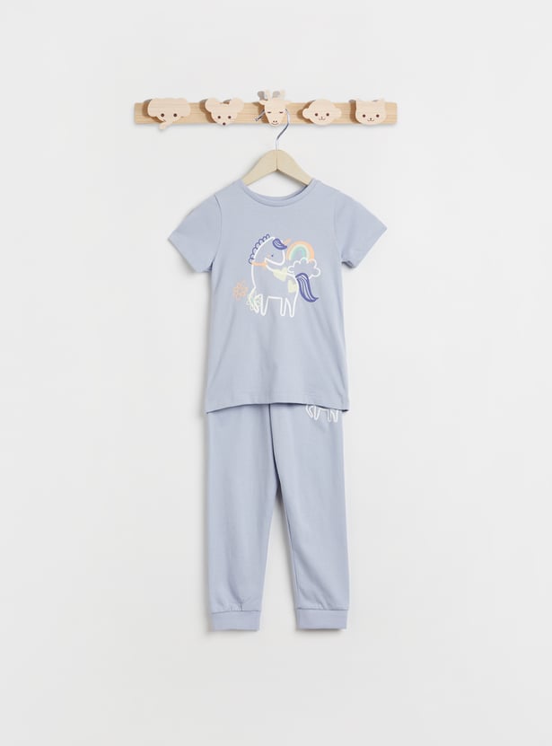 Juniors Unicorn Print T-shirt and Pyjama Set