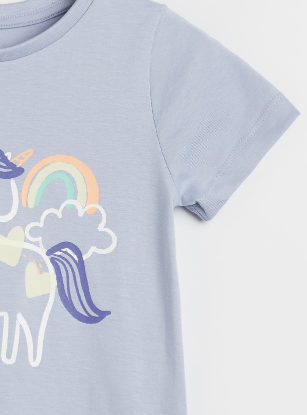 Juniors Unicorn Print T-shirt and Pyjama Set