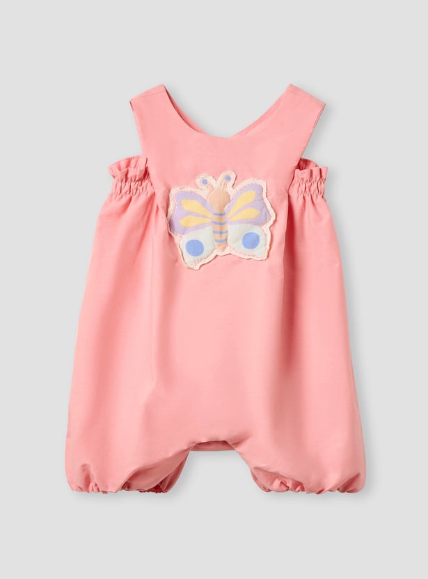 Juniors Butterfly Applique Romper with Snap Button Closure