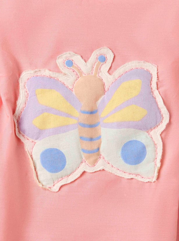 Juniors Butterfly Applique Romper with Snap Button Closure