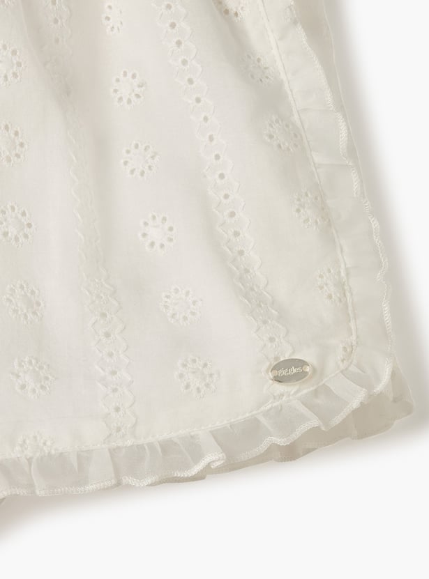 Giggles Schiffli Textured Shorts with Elasticated Waistband