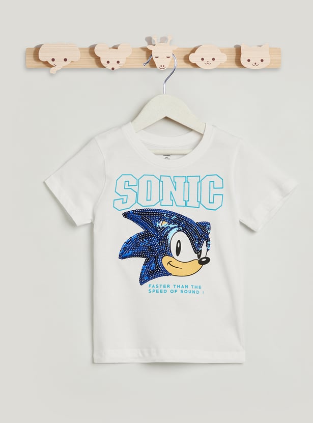 Juniors Sonic Reversible Sequinned T-shirt