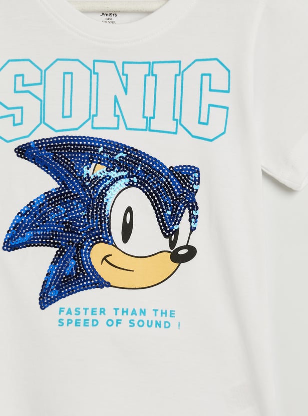 Juniors Sonic Reversible Sequinned T-shirt