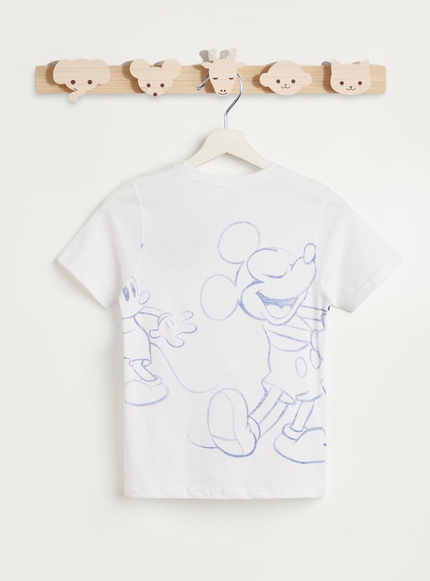 Juniors Mickey Mouse Print T-shirt with Short Sleeves