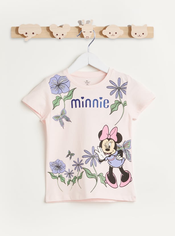 Juniors Minnie Mouse Glitter Print T-shirt