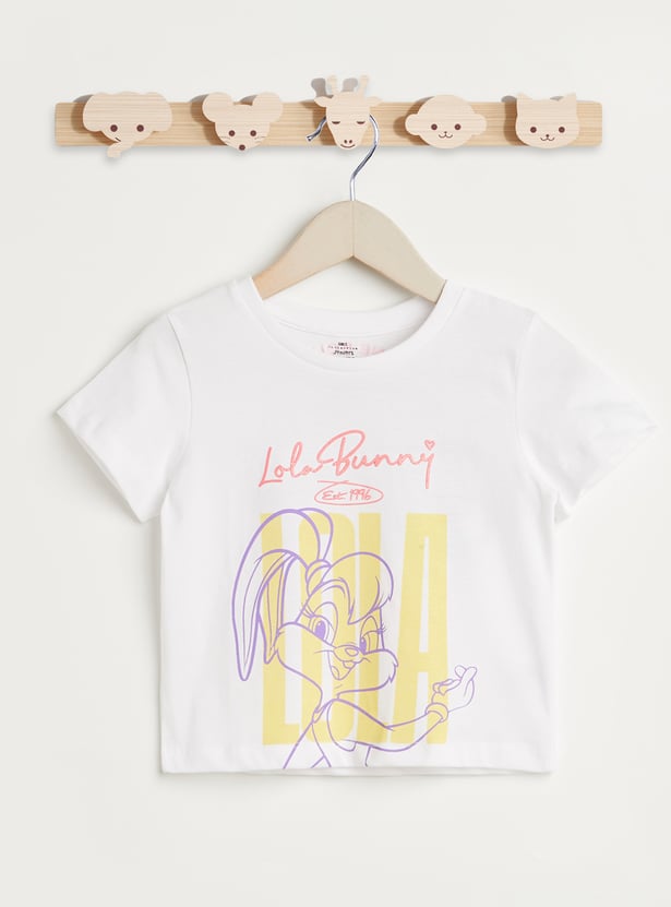 Juniors Lola Bunny Glitter Foil Print T-shirt