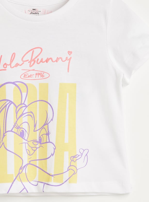 Juniors Lola Bunny Glitter Foil Print T-shirt
