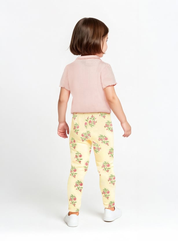 Juniors Floral Print Leggings with Elasticated Waistband