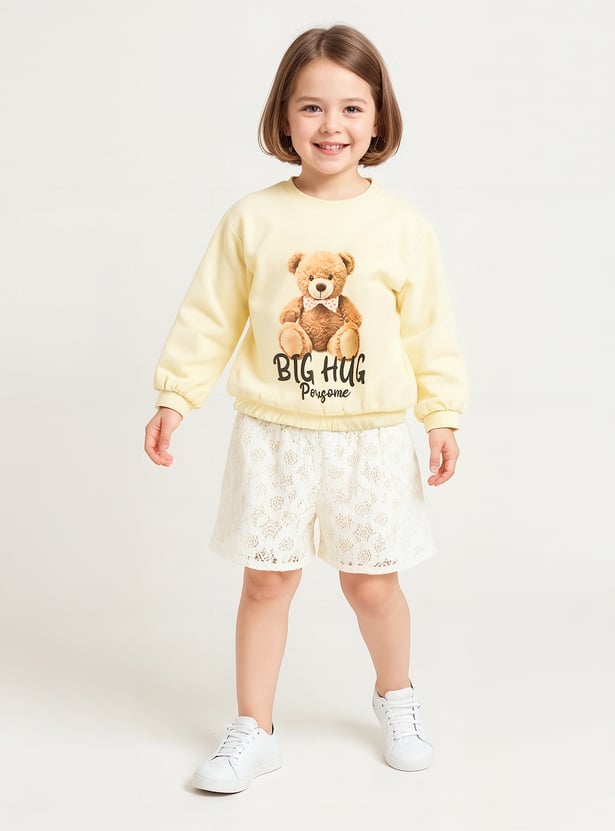 Juniors Bear Print Sweatshirt